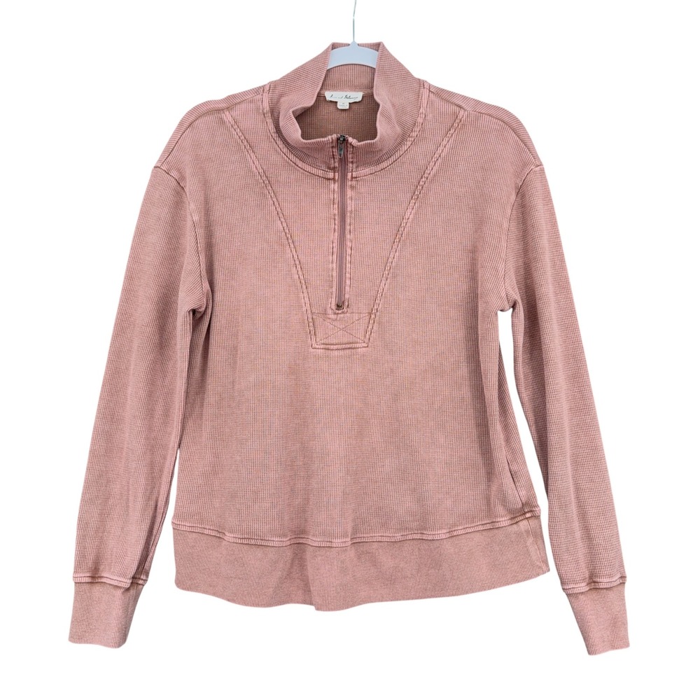 Jane and Delancey Quarter Zip Pullover Women M Cotton Polyester Mauve Pink